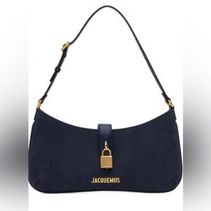 Navy Le Raphia 'Le Bisou Cadenas' Bag